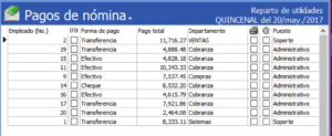 pagos de la nómina de utilidades